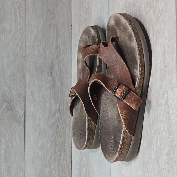 Mephisto Women Brown Leather Loop Toe Sandals Platform Sz 41/11 - Picture 2 of 13